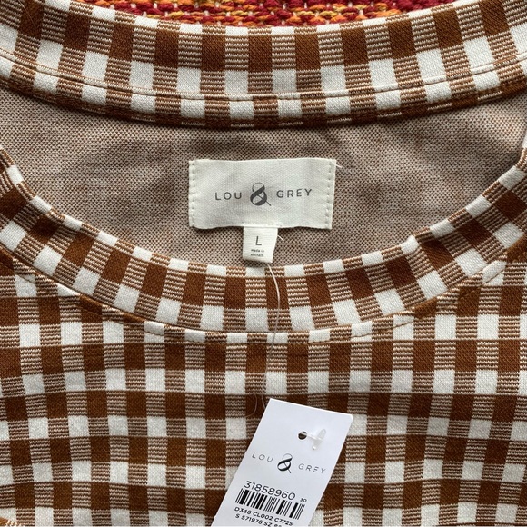 LOU AND GREY BIRDSEYE GINGHAM PONTE SWEATSHIRT SIZE LARGE - Picture 3 of 11